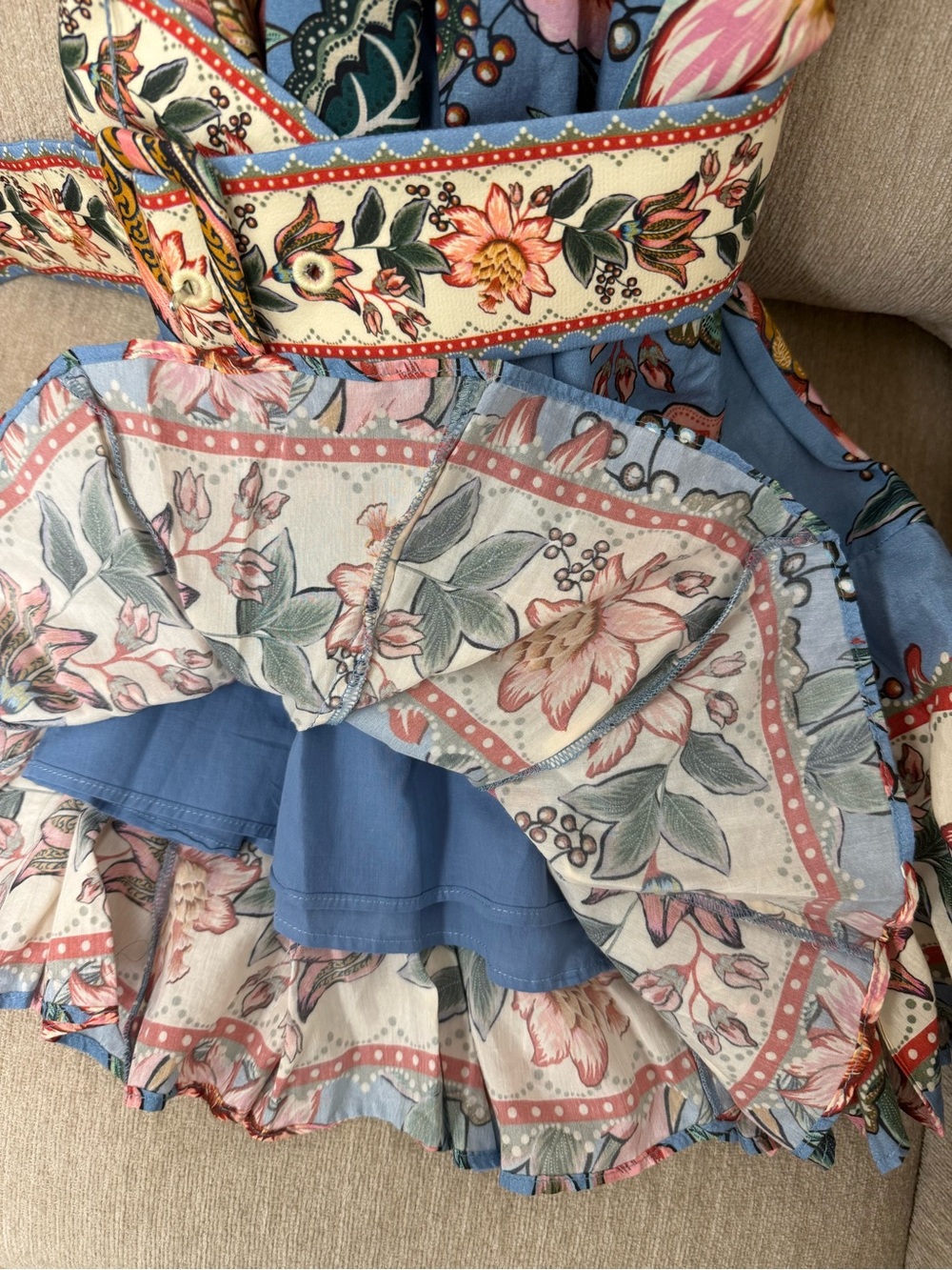 NWT FARM Rio Blue Floral Puff-Sleeve Mini Dress - XS - Picture 9 of 12